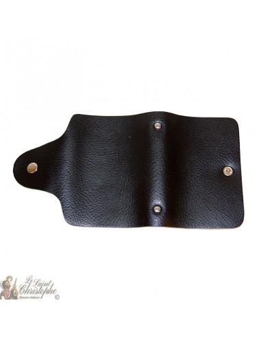 Etui en cuir pour cartes - noir et brun