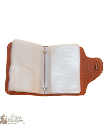 Estuche de cuero para tarjetas - negro y marrón