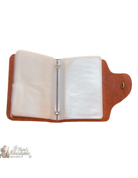 Estuche de cuero para tarjetas - negro y marrón