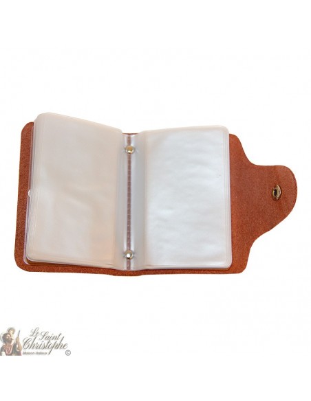 Leather case for cards - black and brown