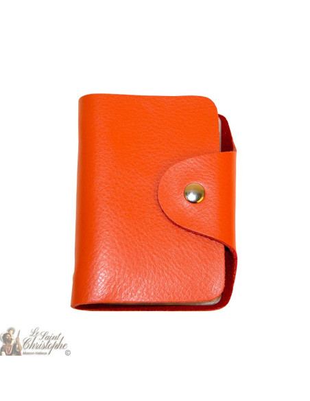 Funda de cuero para tarjetas - naranja