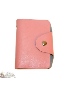 Estuche de cuero para tarjetas - rosa
