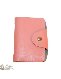 Leather card case - pink