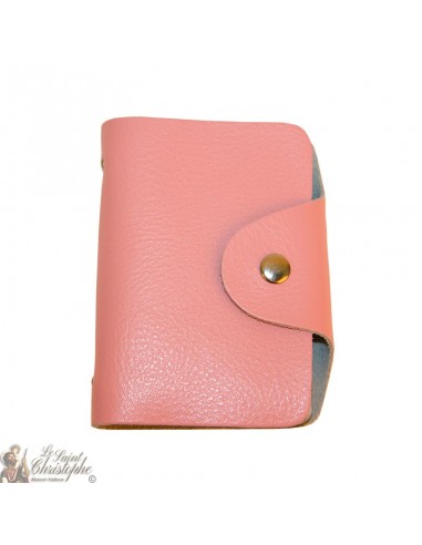 Leather card case - pink