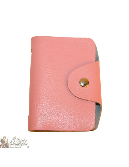 Etui en cuir pour cartes - rose