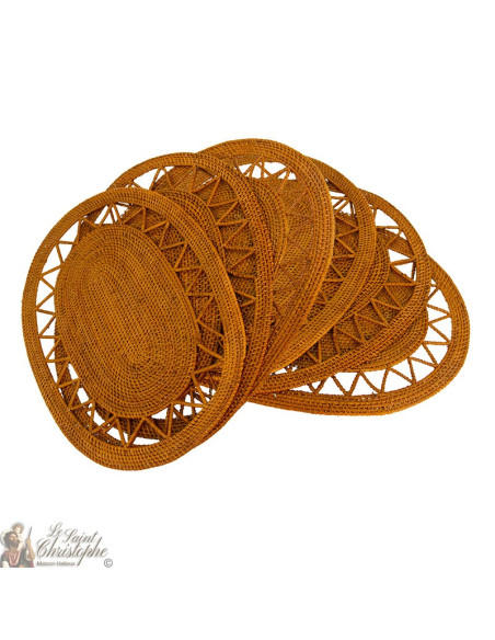 Piattino in vimini di rattan e traforato - 6 pezzi