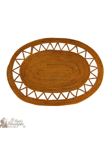 Rattan wicker and openwork saucer - 6 pieces