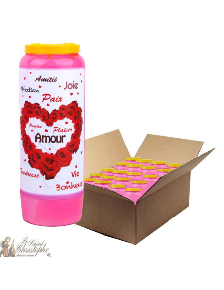 Bougie de neuvaine rose Saint Valentin pour l'amour - 20 pièces