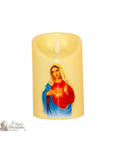 Led candle with flickering flame - sacred heart of Mary