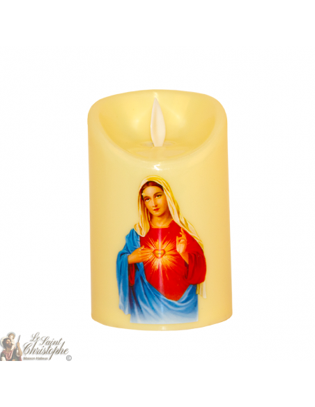 Bougie Led flamme vacillante - Sacré Cœur de Marie