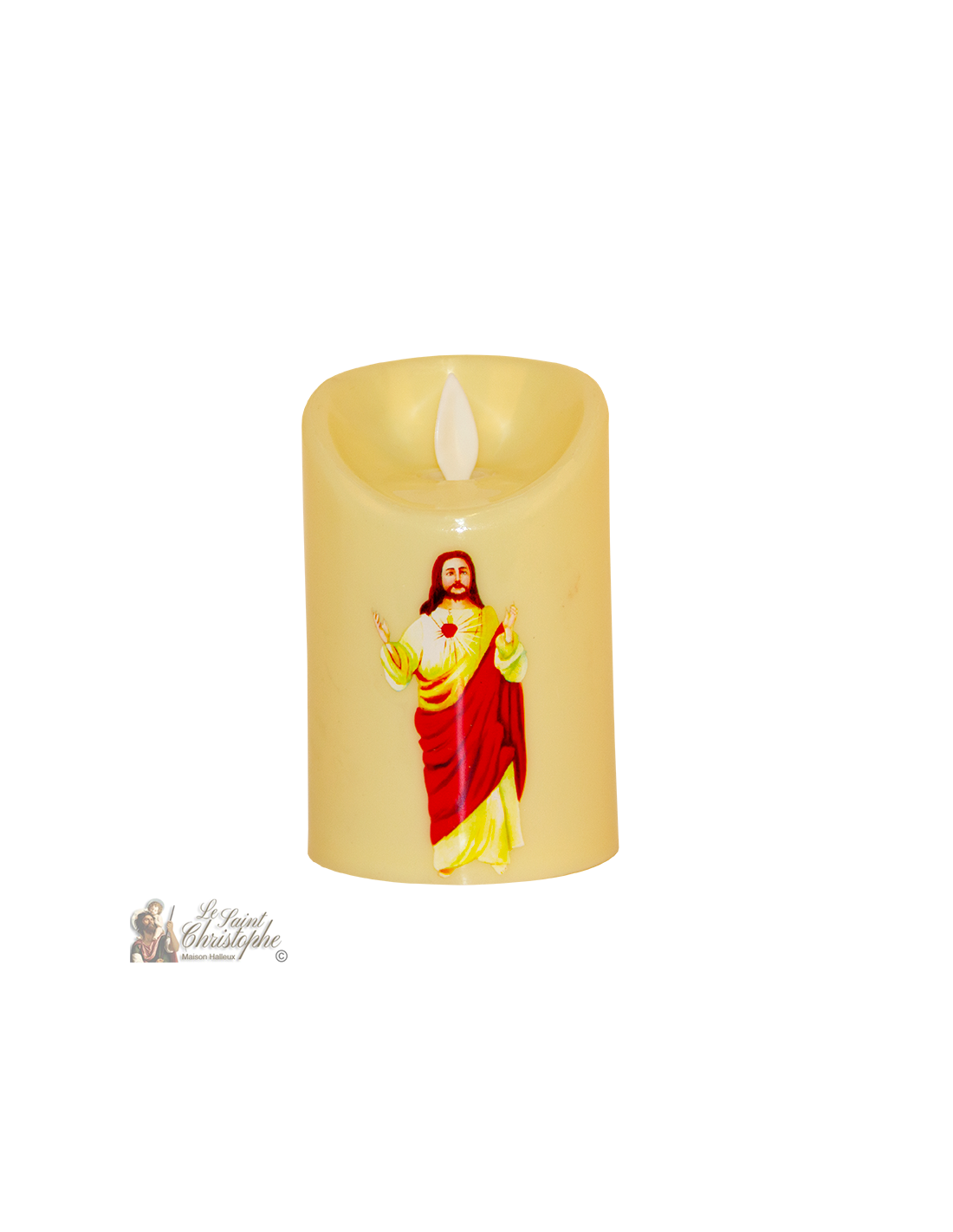 Led candle with flickering flame Jesus