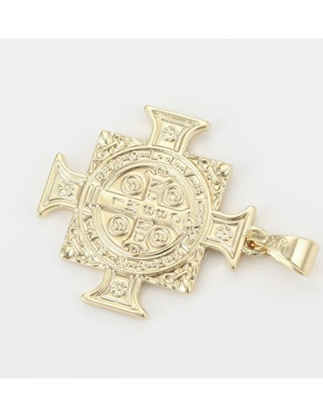 Croix Saint Benoit pendentif - plaqué or 18 K