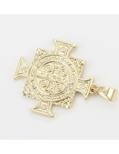 Pendente Croce di San Benedetto - placcato oro 18 K
