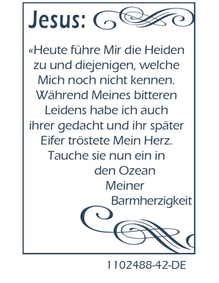 Tarjeta medalla de la oración de Cristo Misericordioso