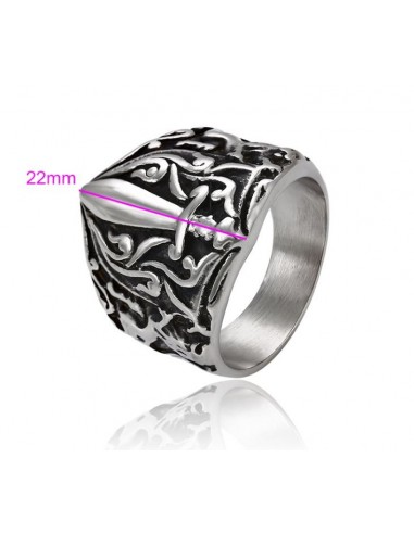 Anello a croce con spada - Acciaio inox