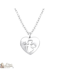 Collar colgante de ángeles con corazón de cristal Swarovski - Plata 925