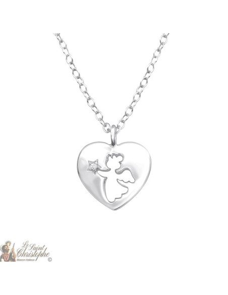 Halskette Schutzengel Swarovski-Herzanhänger in Kristall - Silber 925