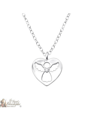 Colgante de corazón del Ángel de la Guarda - Plata 925