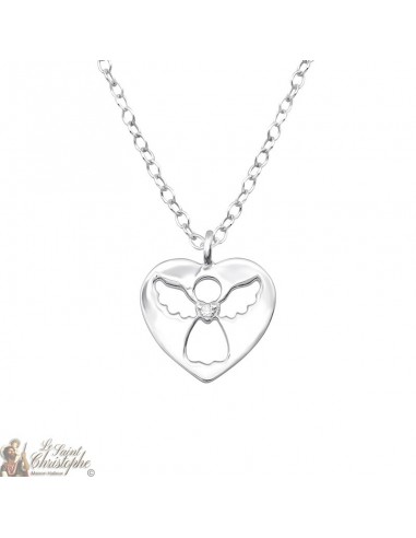 Schutzengel-Halskette Herzanhänger - Silber 925