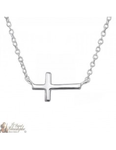 Collier croix horizontale en véritable argent 925