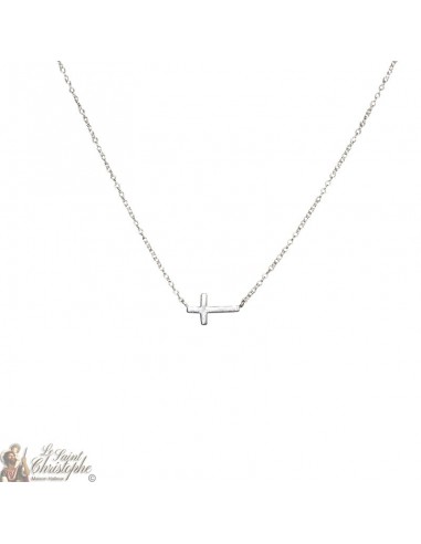 Collier croix horizontale en véritable argent 925