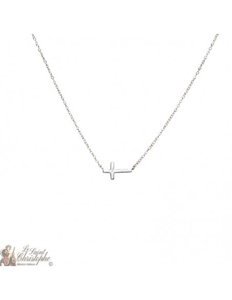 Halskette horizontales Kreuz - Echt Silber 925