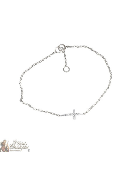 Bracciale con croce e cristalli in vero argento 925