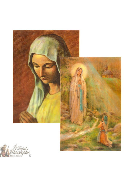 Lote 2D holograma postal Virgen de los Pobres - Aparición en Banneux
