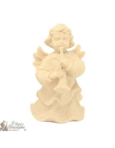 Ange en bois naturel sculpté - clarinette