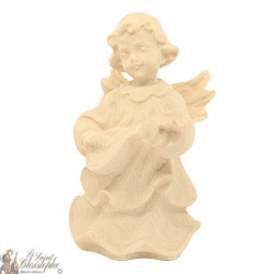 Ange en bois naturel sculpté - mandoline
