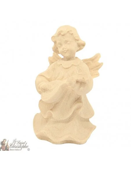 Ange en bois naturel sculpté - mandoline
