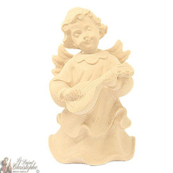 Angel in carved natural wood - mandolin - 6 cm