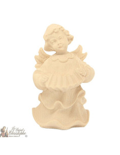 Angel in carved natural wood - accordion - 6 cm