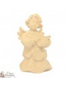 Angel in carved natural wood - lyre - 8 cm