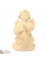Angel in carved natural wood - clarinet - 12 cm