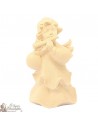 Angel in carved natural wood - flute - 12 cm