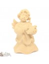 Angel in carved natural wood - lyre - 12 cm
