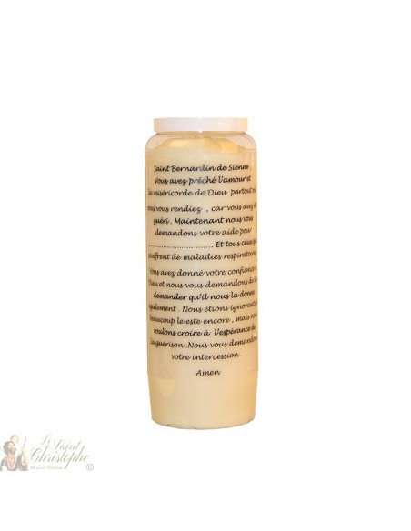 Bougie de neuvaine Saint Bernardin de Sienne parfumée au bois de santal - 20 pièces