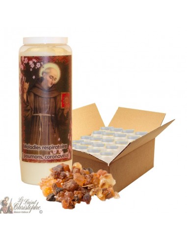 Bougie de neuvaine Saint Bernardin de Sienne parfumée à la myrrhe - 20 pièces