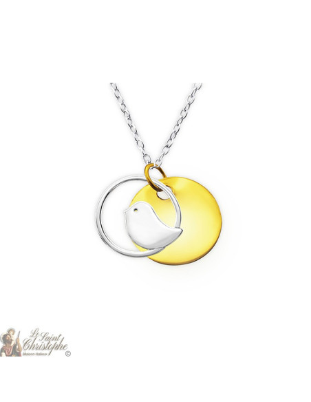 Collier petit oiseau deux couleurs - Argent 925