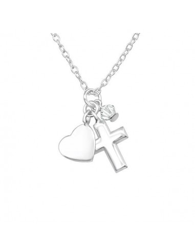 routine vergaan Handel Cross and heart necklace with Swarovski crystal - silver 925