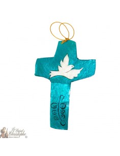 Mother-of-pearl cross - blue dove