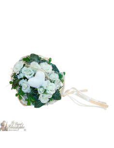 Karton met boeketten bloemen - hart op stengel