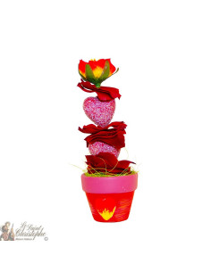 Caja de ramos de flores - maceta roja