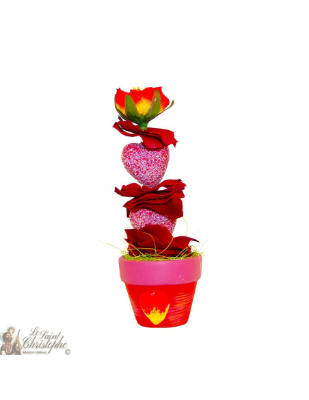 Box of bouquets of flowers - red pot