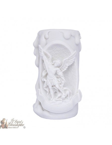 Candle holder in alabaster - Saint Michael