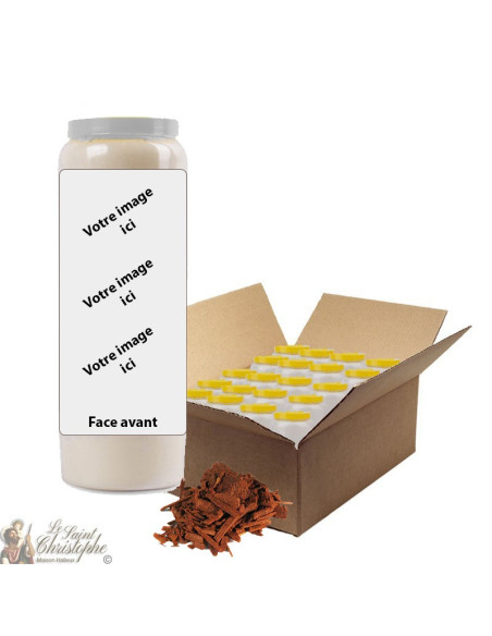 Bougie de neuvaine parfum bois de santal - personnalisable - carton 20 pièces