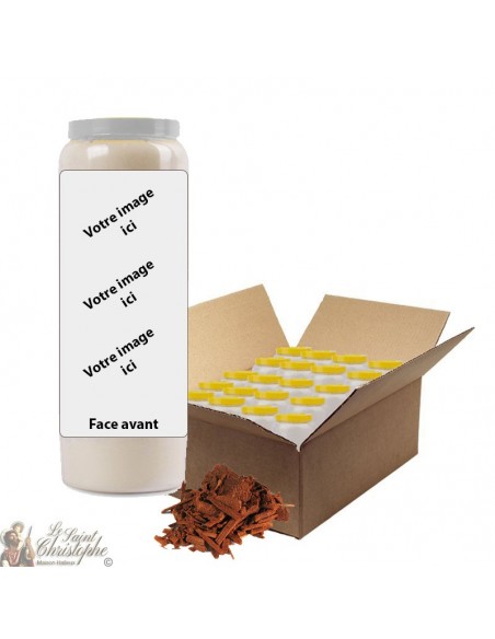 Sandalwood scented novena candle - customizable - box 20 pieces