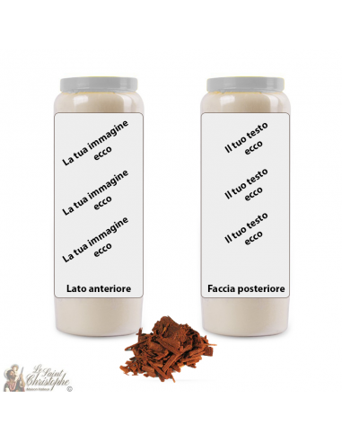 Candela novena profumata al legno di sandalo - personalizzabile - scatola 20 pezzi