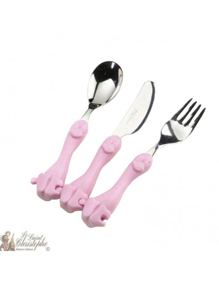Set di posate rosa per bambini - 1